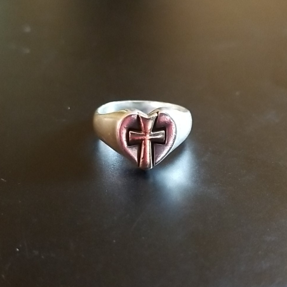 James Avery silver and gold ring with a cross
